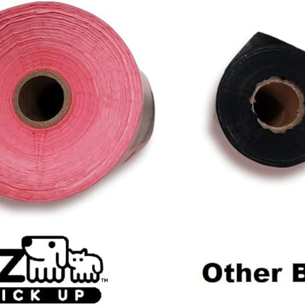 1000 Pet Waste Disposal Dog Poop Bags, EZ Pick Up Bag, Pink (single roll), 9"x12" Large