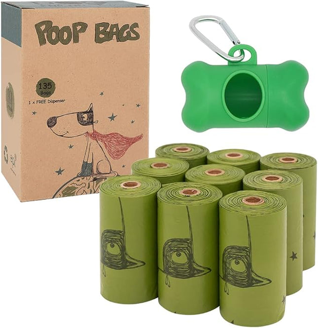 Ley's Dog Poop Bags with Dispenser, Biodegradable Unscented Extra Thick & Leak-Proof Dog Waste Bag, Strong Easy-Tear Refill Rolls for All Doggie Sizes