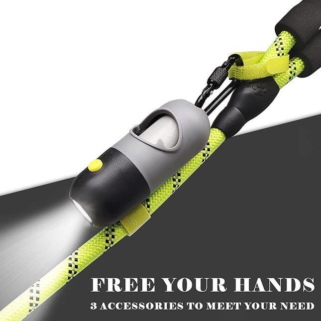 Dog Poop Bags Holder with LED Flashlight|Pet Waste Bags Dispenser for Leash|Doggie Potty Bags Container with Leak-proof Pet Trash Bags and Accessories (2 Holders 30 Bags, Grey and Black)