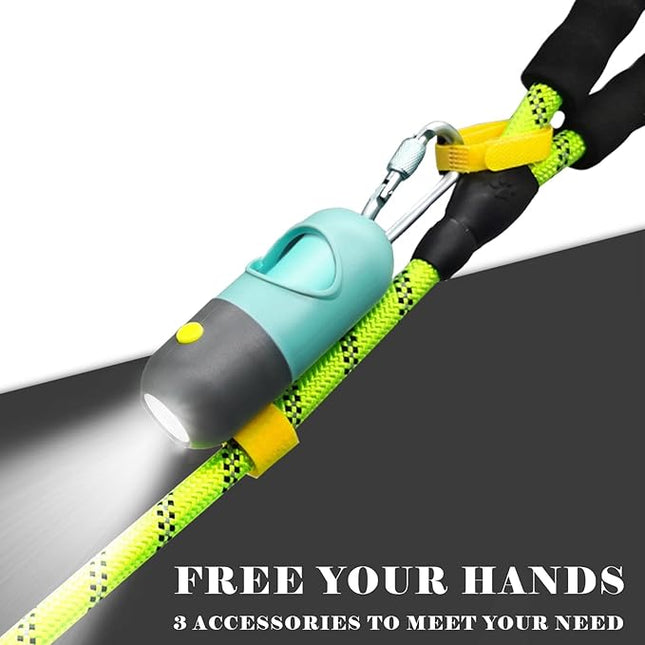 Dog Poop Bags Holder with LED Flashlight|Pet Waste Bags Dispenser for Leash|Doggie Potty Bags Container with Leak-proof Pet Trash Bags and Accessories (2 Holders 30 Bags, Crystal Blue)