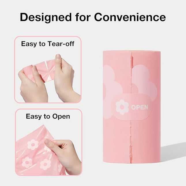 VETRESKA Dog Poop Bags with Dispenser, Lavender Scented, Guaranteed Leak Proof and Extra Thick Pet Waste Bags for Walking Dog and Cats Litter, 1 Bag Holder and 105 Bags (7 Refill Rolls)