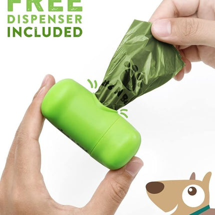 Dog Poop Bags, Dog Waste Bags, Biodegradable Unscented Refill Rolls, Includes Dispenser