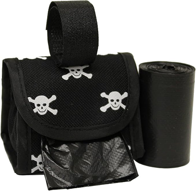 Five Star Pet Purse Style Dispenser with 2 Rolls Made in USA Easy Open Poop Bags Dog Waste Bags (White Skull)