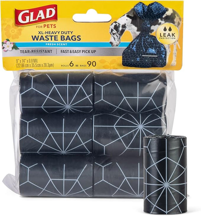 Glad for Pets Extra Large, Heavy Duty Scented Dog Waste Bags Refill Rolls, Fresh Scent | Tear Resistant Doggie Poop Bags for Dogs, 144 rolls, Total 2160 Count