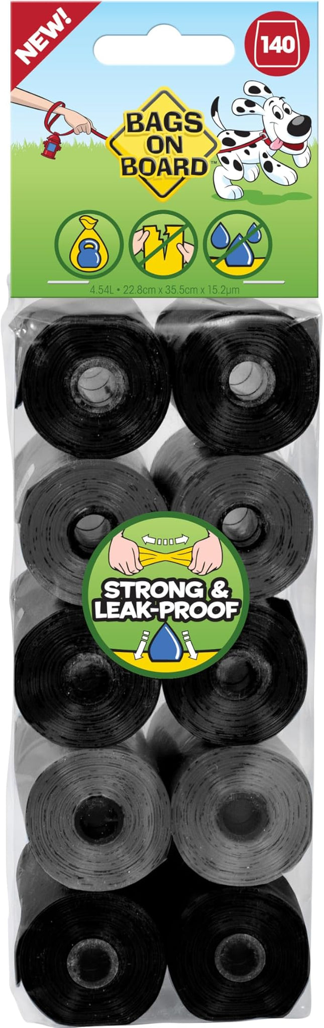 Bags On Board Dog Poo Bags | Strong, Leak Proof Dog Waste Bags | 140 Neutral Bags
