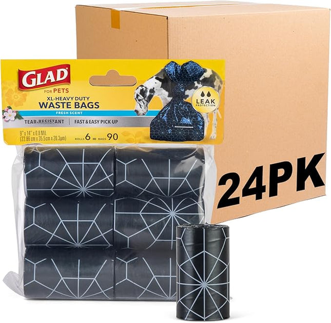 Glad for Pets Extra Large, Heavy Duty Scented Dog Waste Bags Refill Rolls, Fresh Scent | Tear Resistant Doggie Poop Bags for Dogs, 144 rolls, Total 2160 Count