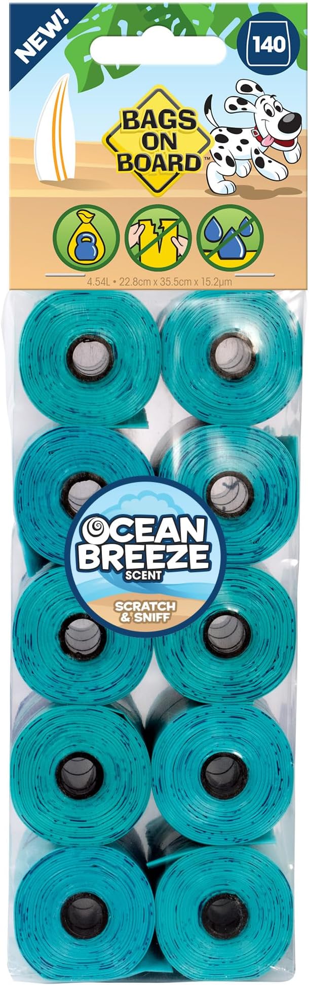 Bags On Board Dog Poo Bags | Strong, Leak Proof Dog Waste Bags | Ocean Breeze Scent | 140 Bags