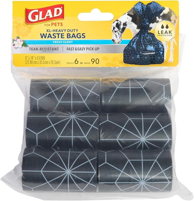 Glad for Pets Extra Large, Heavy Duty Scented Dog Waste Bags Refill Rolls, Fresh Scent - Tear Resistant Doggie Poop Bags for Dogs (Pack of 48, 4320 Count Total)