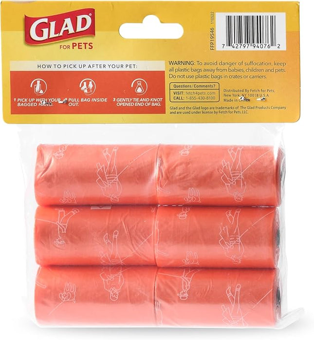 Glad for Pets Large Dog Waste Bags, Scented, Tear-Resistant, 36 Rolls Total - Heavy Duty Dog Poop Bags for Fast and Easy Animal Waste Cleanup - 6 Rolls Per Pack - 6 Pack