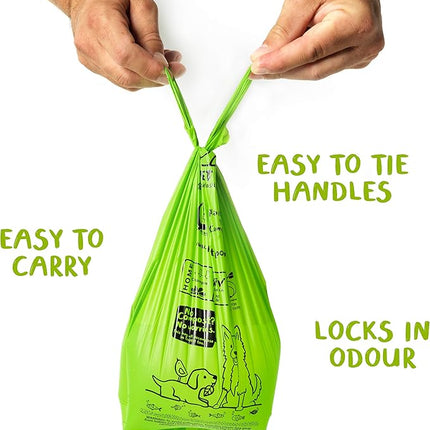 PLANET POOP Home Compostable Dog Poop Bags Extra-Long with Handles 60 Un-Scented Pet Waste Bags Plastic Free, Thick Leakproof Plant-Based Doggy Bag, Cats & Dogs Pet Supplies