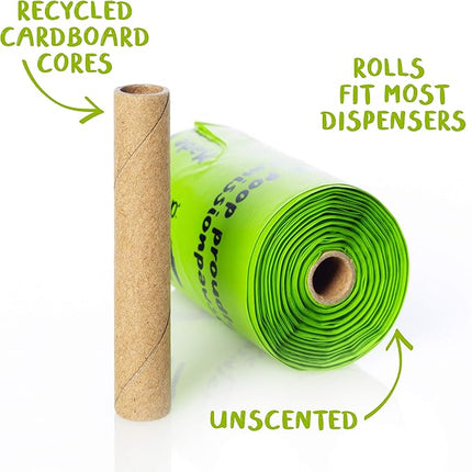 PLANET POOP Home Compostable Dog Poop Bags Extra-Long with Handles 60 Un-Scented Pet Waste Bags Plastic Free, Thick Leakproof Plant-Based Doggy Bag, Cats & Dogs Pet Supplies