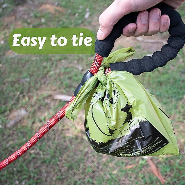 YORJA Tie Handles Dog Poop Bags, 280 Pet Waste Bags with OK BIOBASED Certificate, Thick and Strong 100% Leak-Proof Easy Tie Up Doggy Bags (Green)
